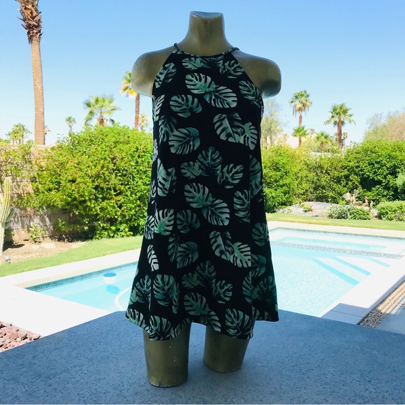 FOREVER 21 Pretty PALM LEAF Print Sun DRESS Small - Picture 1 of 15